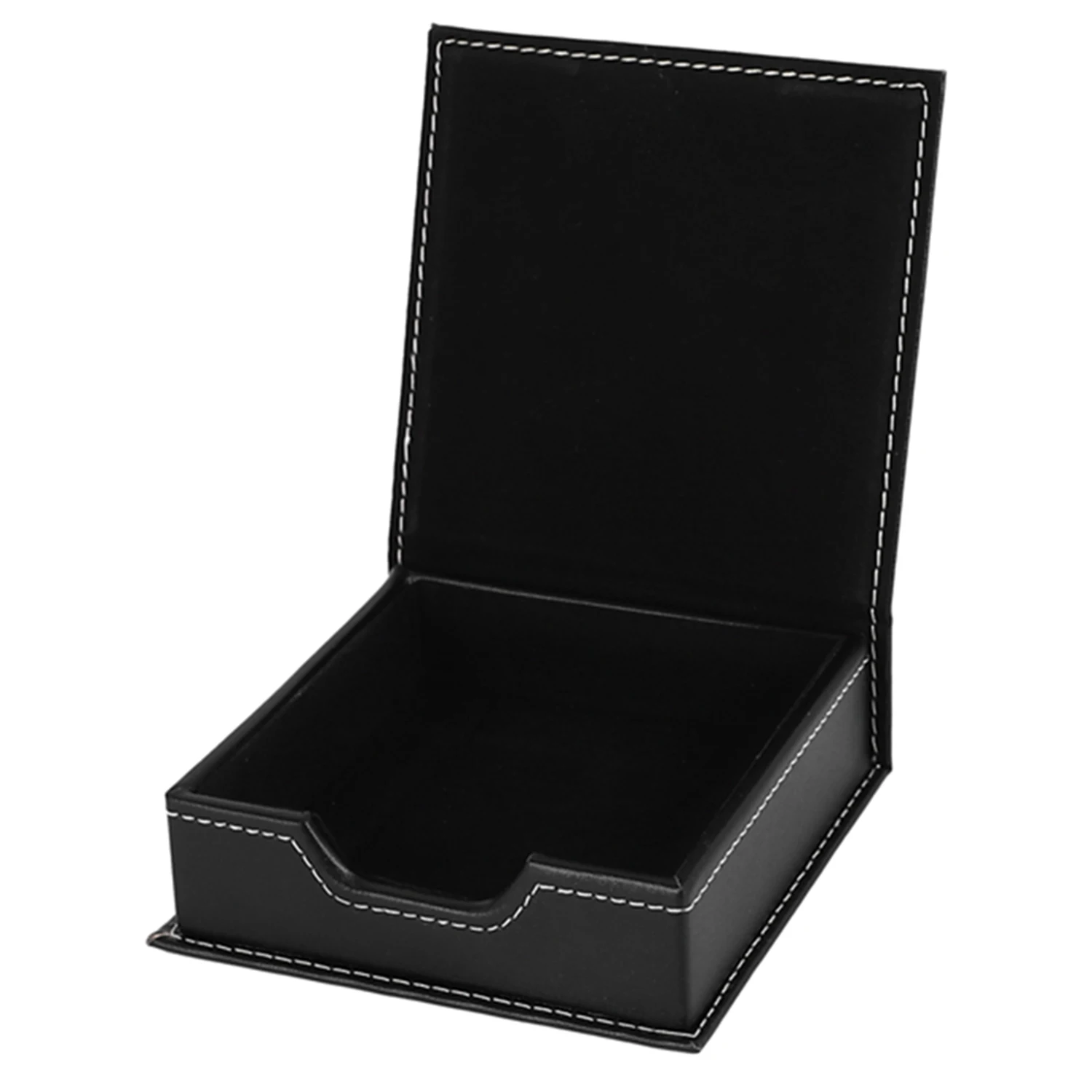 

Leather Memo Box Office School Supplies Desk Accessories Organizer Card Holder Note Holder Sticky Note Storage Box Black