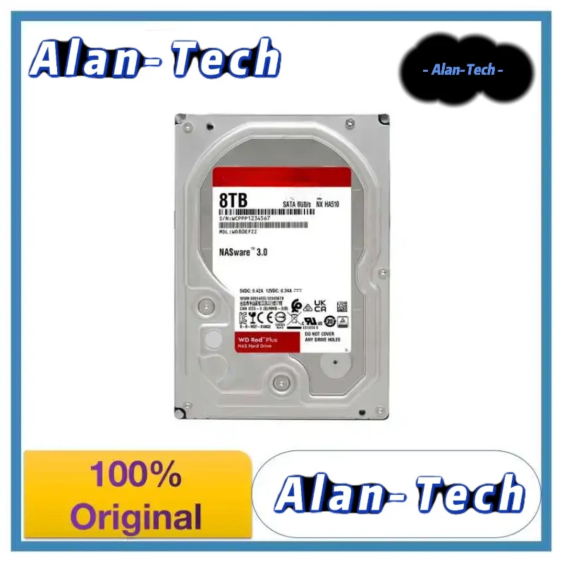 Nuovo Originale Wester-N Digital W-D Red Plus 8Tb 3.5 Hdd Nas Disco Rigido Interno Sata 7200