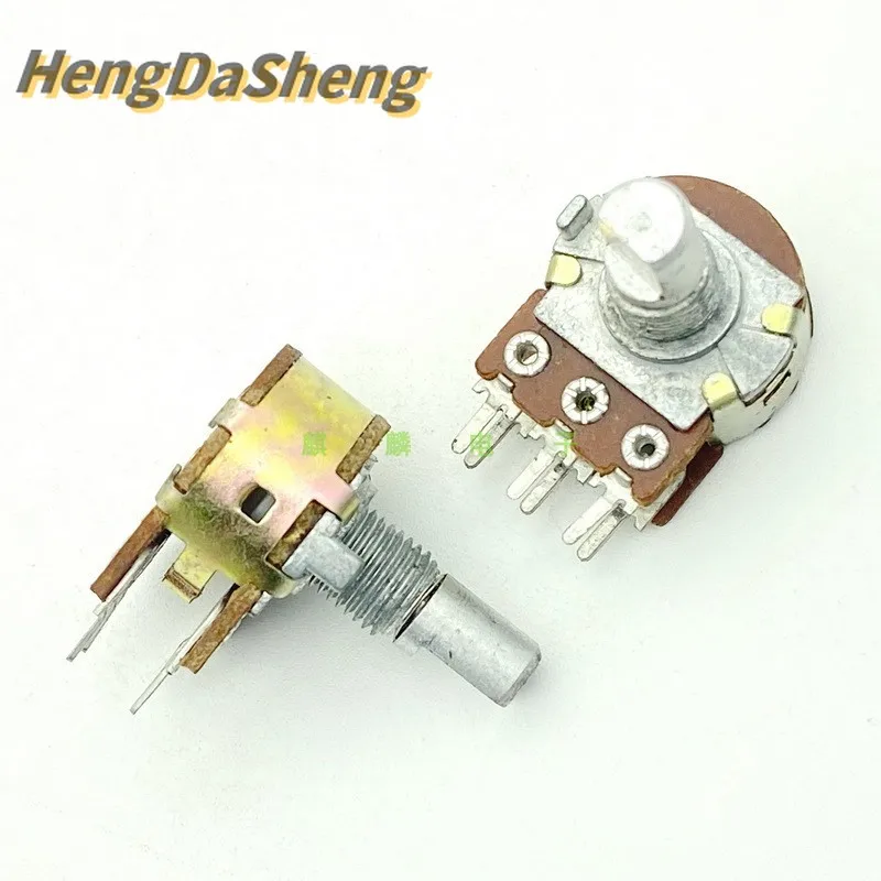 A10K 6-pin Dual Speaker Amplifier Sound Volume Potentiometer A103 15mm Shaft 5Pcs/Lot