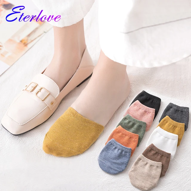 Invisible Simple Lace Solid Color Cotton Half Palm Socks Mesh Half