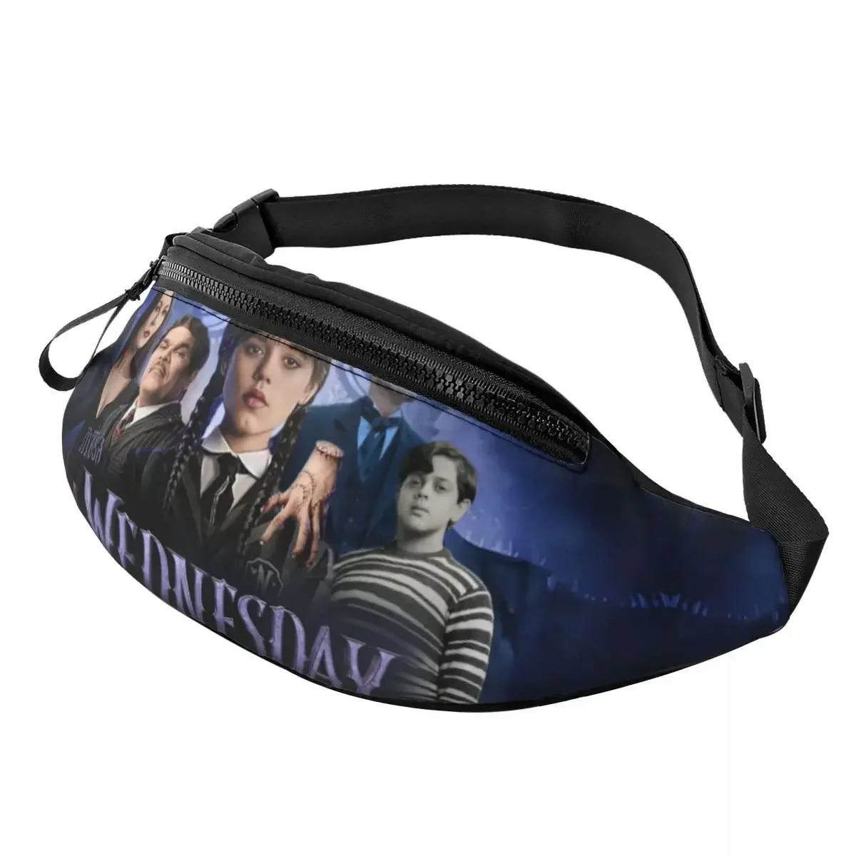 

Cool Wednesday Addams Family Fanny Pack for Travel Hiking Men Women Supernatural TV Crossbody Waist Bag Phone Money Pouch