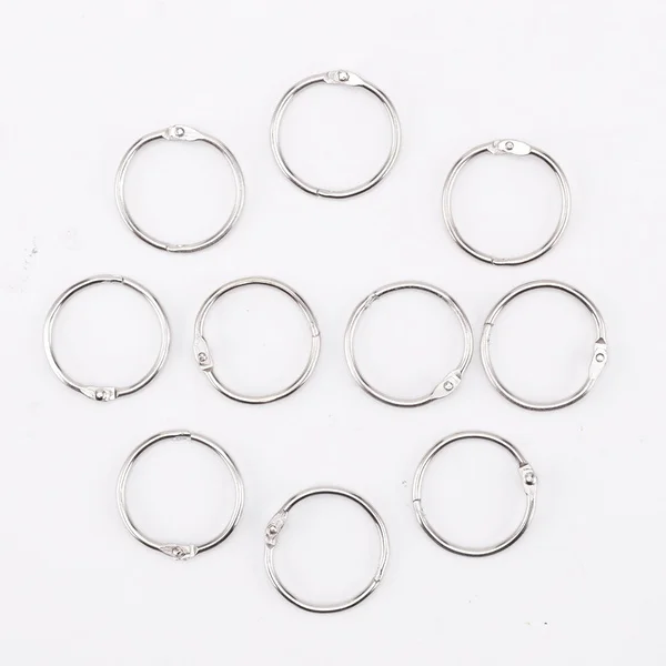 10pcs Metal Silver Split Rings Loop Hoop Hinged Book Binder Album Key Chain
