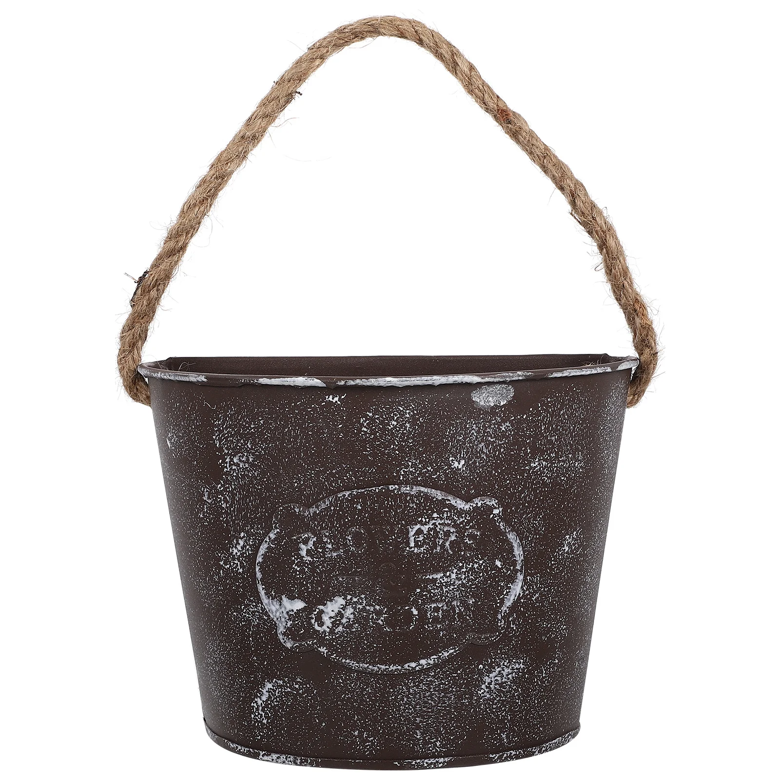 

2 Pcs Home Decoration Wall Flowerpot Iron Planter Metal Succulent Pastoral Hanging Rope Décor