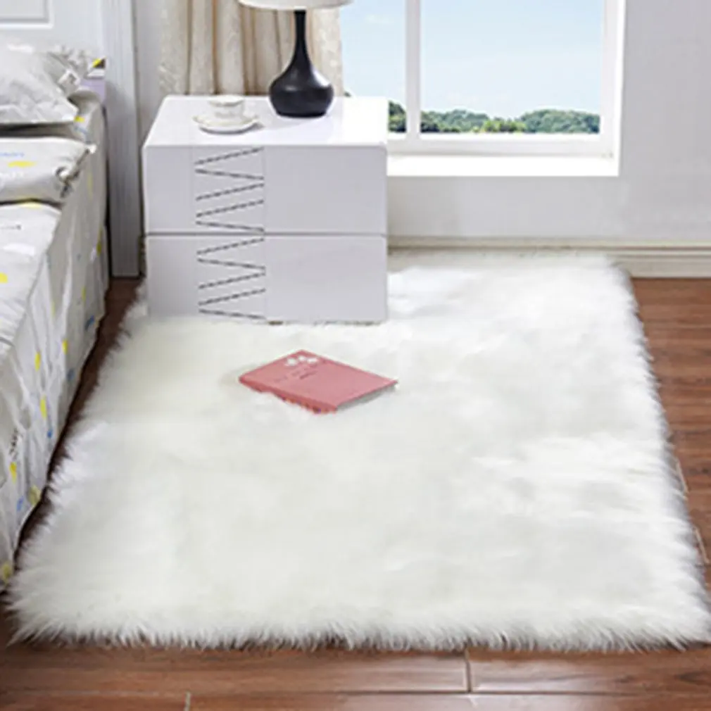Plush Soft Sheepskin Bedroom Carpet Nordic Living Room Fur Rugs Long Hair Imitation Wool Bedside Mat Room Decoration 60x150cm