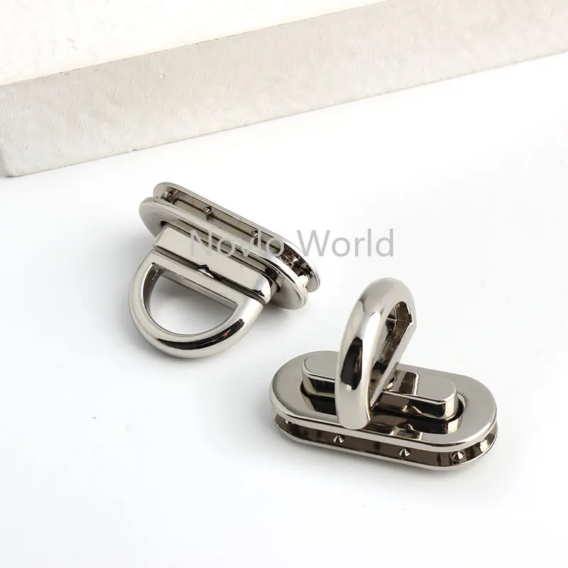 Square Metal Rectangle Press Locks For Handbag Purse Bags Shoulder Totes Luggage Press Lock Closure Buckle Hardware Accessories