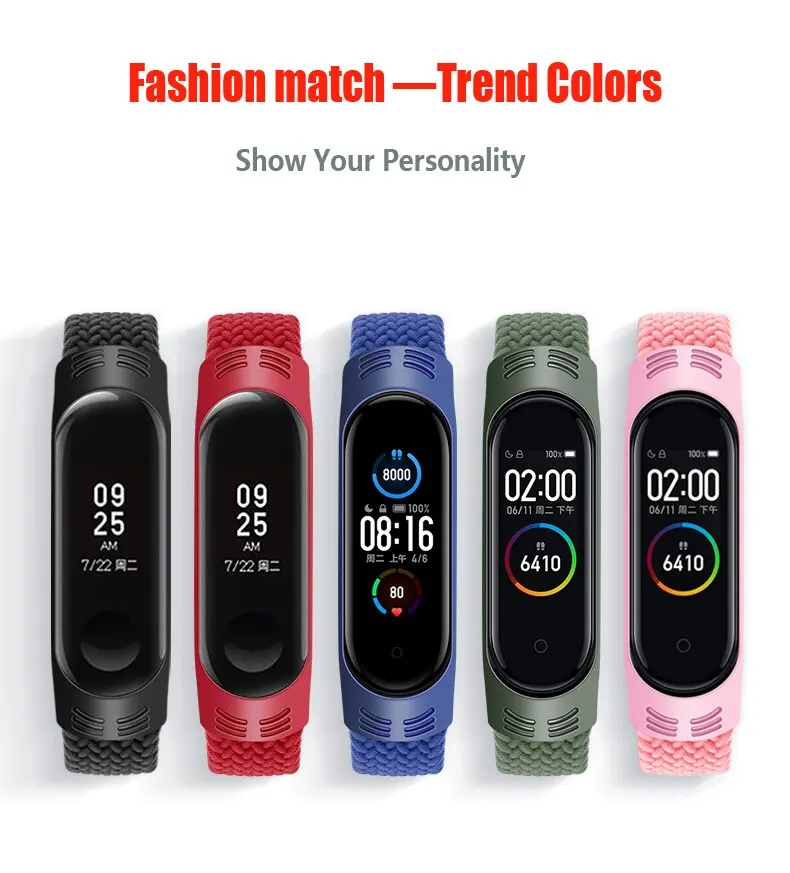 Geflochtenes Solo-Loop-Armband für Xiaomi Mi Band 7, 6, 5, 4, 3, NFC-Nylon, Ersatz-Gürtelarmband, Armband Correa Mi Band 4, 5, 6, 7-Armband – Detail 4