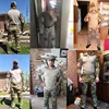 Safari RU Camo Tactical Sets Men Outdoor Breathable Tops Long Sleeve T Shirts+Multi-pocket Cargo Pant Suit Training Combat Set 5
