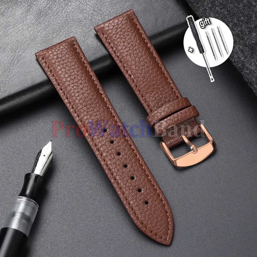 Lychee Pattern Green Leather Watch Band - Universal Bracelet