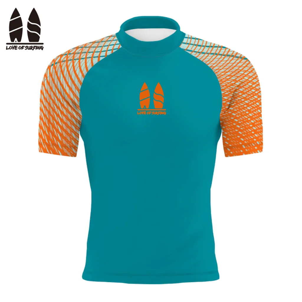 Rash Guard Men Surfing Short Sleeve Shirts Diving Suits Swimwear Beach Upf 50 Uv Sun Protection Surf Performance Clothing