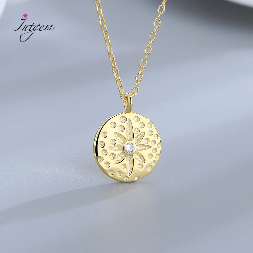 

S925 Silver Necklace Gold Color Chain Round Fashion Pendant For Women Lady Party Anniversary Daily Fine Jewelry Gifts Wholesale