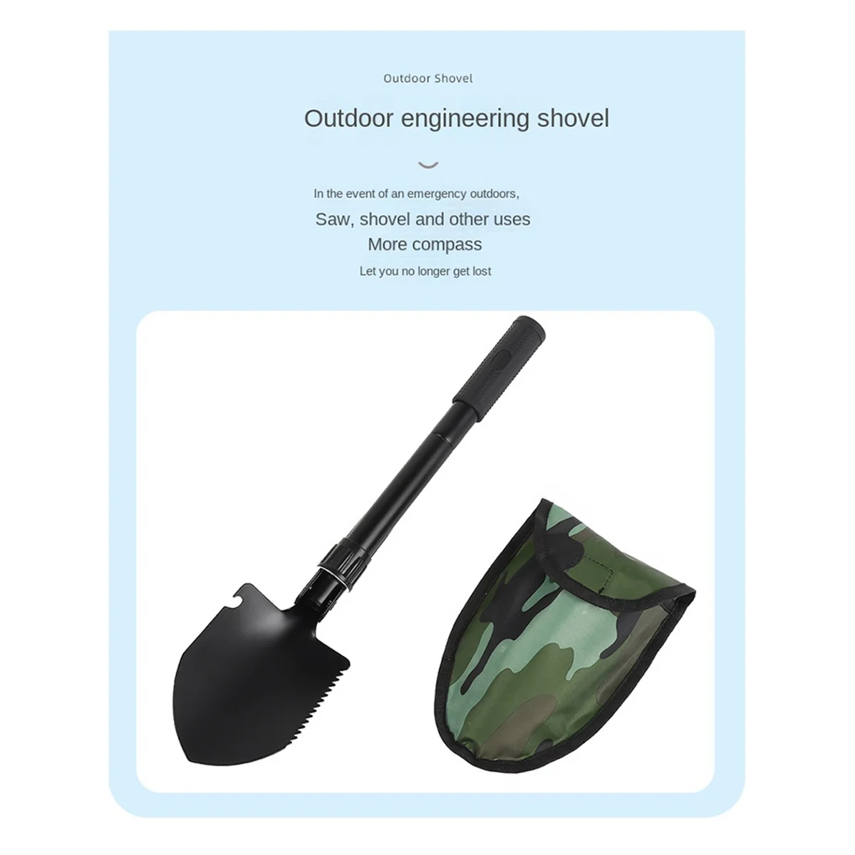 BAAU Folding Engineers Shovel, Easy to Carry, Emergency Rescue, Outdoor Adventure Engineers Shovel Camouflage Storage Bag