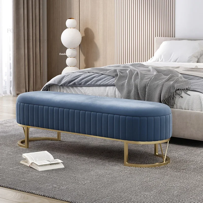 Nordic Luxury Bedroom Long Ottomans Home Shoe Changing Stool Modern Living Room Sofa Storage Stools Hallway Porch Leisure Bench
