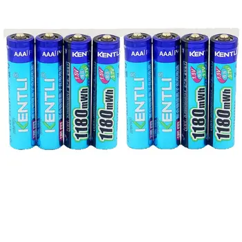 Batteria al Litio Polimero 1.5V Ricaricabile, Batteria AAA KENTLI agli Ioni di Litio 1180mWh