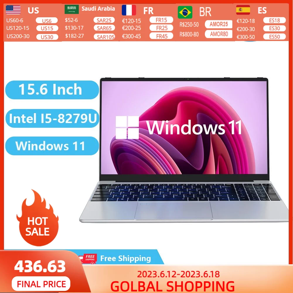 2023 Portable Metal Gaming Laptops Notebooks Netbook Windows 11 Pro 15.