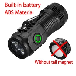 Compact Waterproof LED Flashlight with Pen Clip & Tail Magnet (ABS Built - in battery)