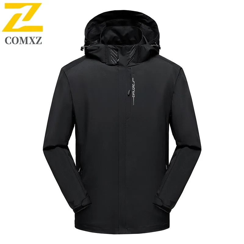 COMXZ Urban Men Jacket New Fashion Hooded Hiking Travel Lightweight Motorcycle Jacket Premium Outdoor Windproof Autumn Clothing