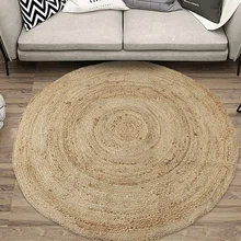 Tapis rond tressé en Jute, aspect rustique, 100% fait à la main, 7x7 pieds, pour salon de maison 