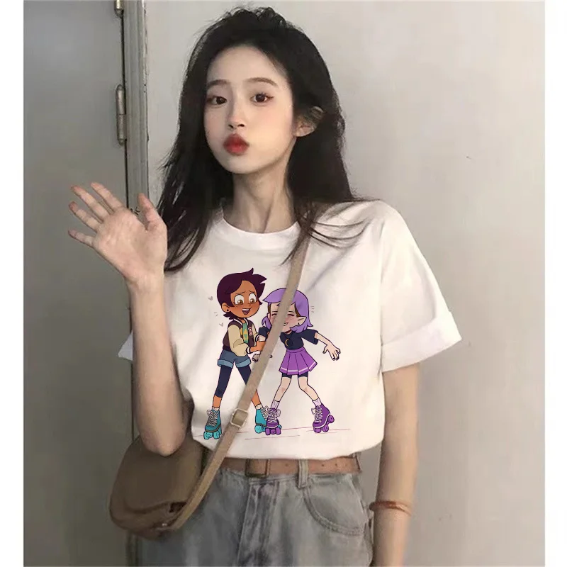 

The Owl House Women Cotton T-shirts Disney Casual Clothes Anime Tops Kawaii Short Sleeve Cartoons Tee Shirts Couple Streetwear