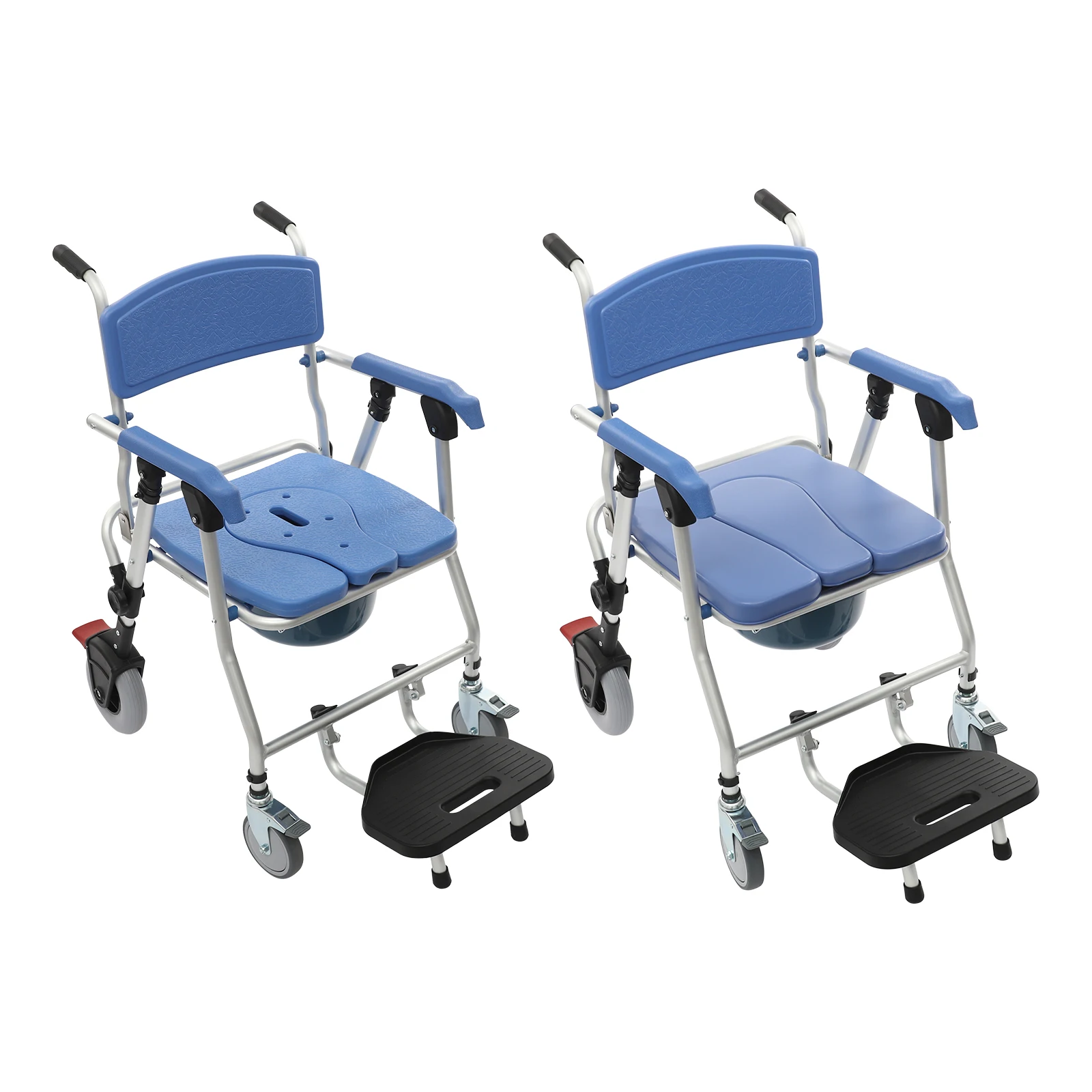 Duschstuhl mit Rollen, Toilettenstuhl für ältere Menschen, 90 x 63 x 55 cm, für behinderte mobile Rehabilitationstherapie, Badezimmerstuhl – Detail 3