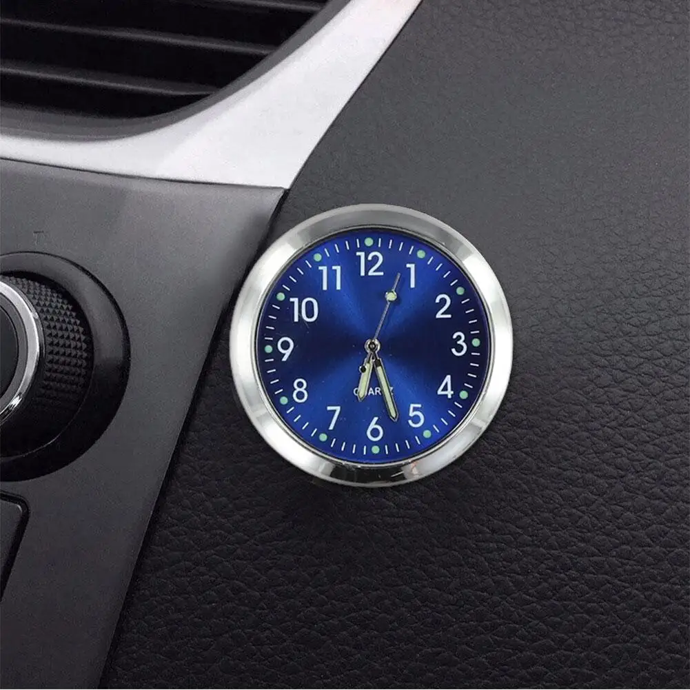 Compact Luminous Car Dash Clock - Waterproof Metal Quartz Ornament