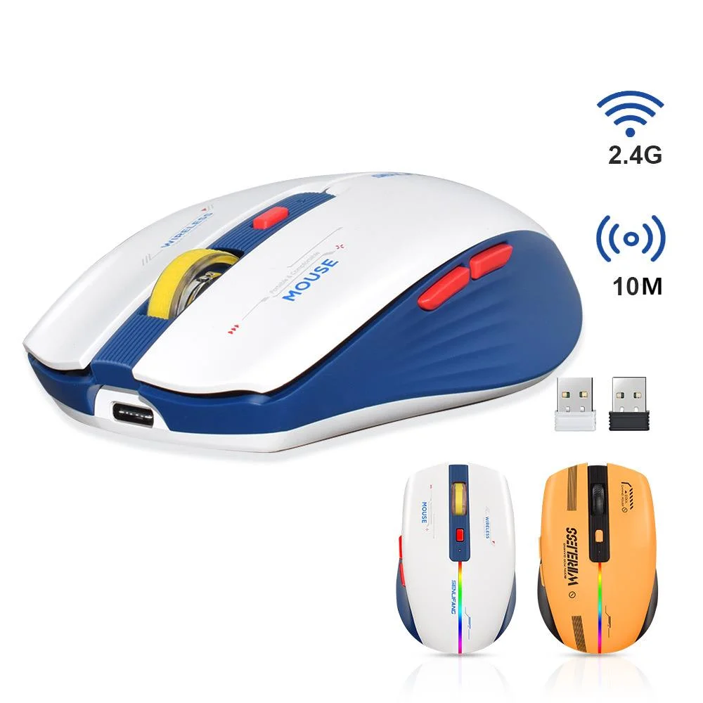 

Бесшумная Беспроводная перезаряжаемая мышь RGB 2,4G, эргономичная мышь для офиса, портативная игровая мышь для ноутбука, Регулируемая DPI для дома