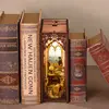 CUTEBEE Book Nook House Miniature Kit Eternal Bookstore Bookend Sailing Memory Wooden Book Shelf Insert Light Model For Kid Gift 4