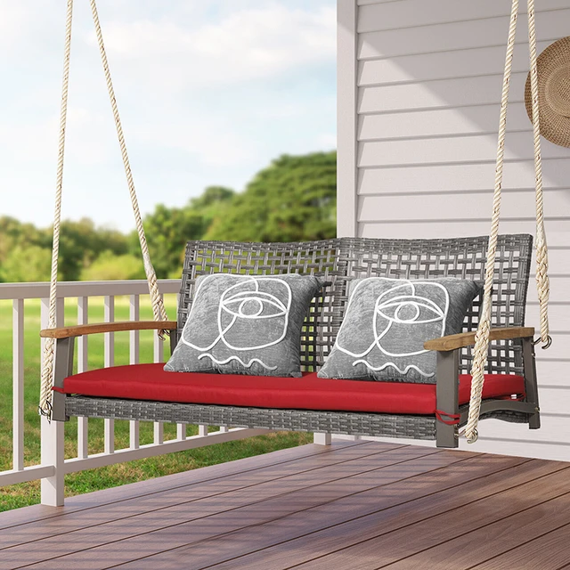 Silla colgante para dos personas, muebles de exterior, patio, jardín,  Columpio de tejido de ratán, moderno y simple - AliExpress