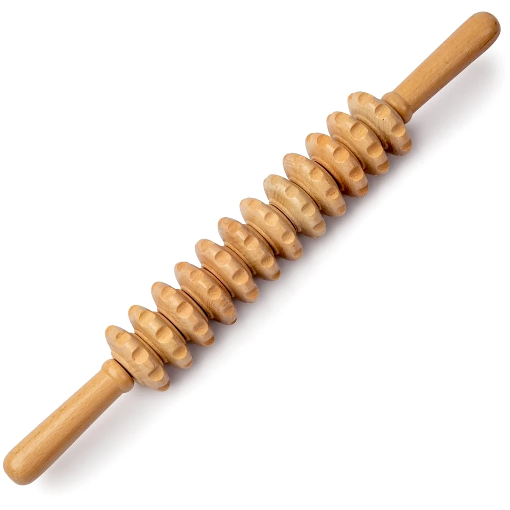 Wood Therapy Roller Massage Tools,Lymphatic Drainage Massager,Wooden Massage & Muscle Roller Stick,(12 Straight) 3