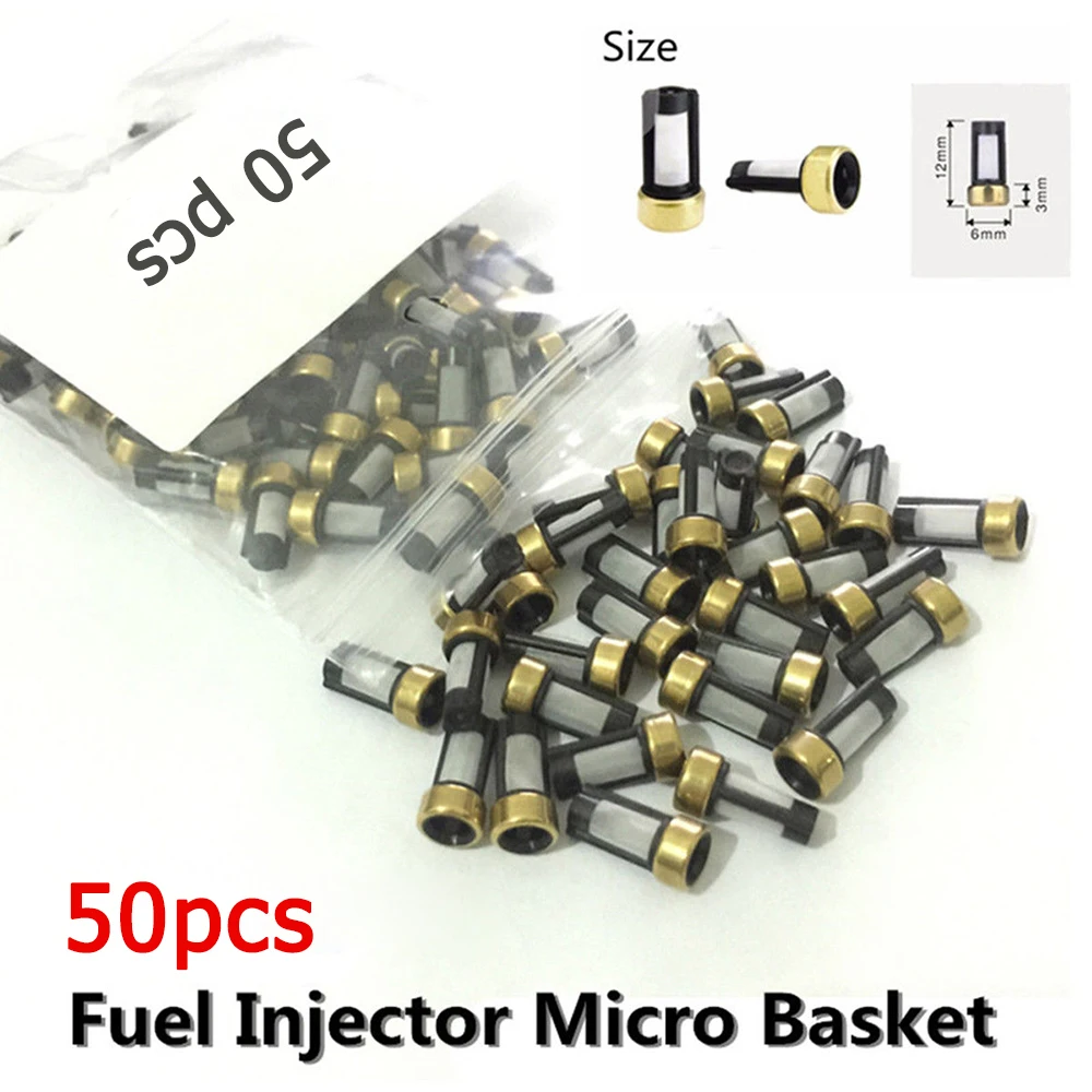 50pcs Fuel Injector Micro Basket Filter Universal Fit For ASNU03C Injector Repair Tools 6*3*12mm Auto Replacement Parts