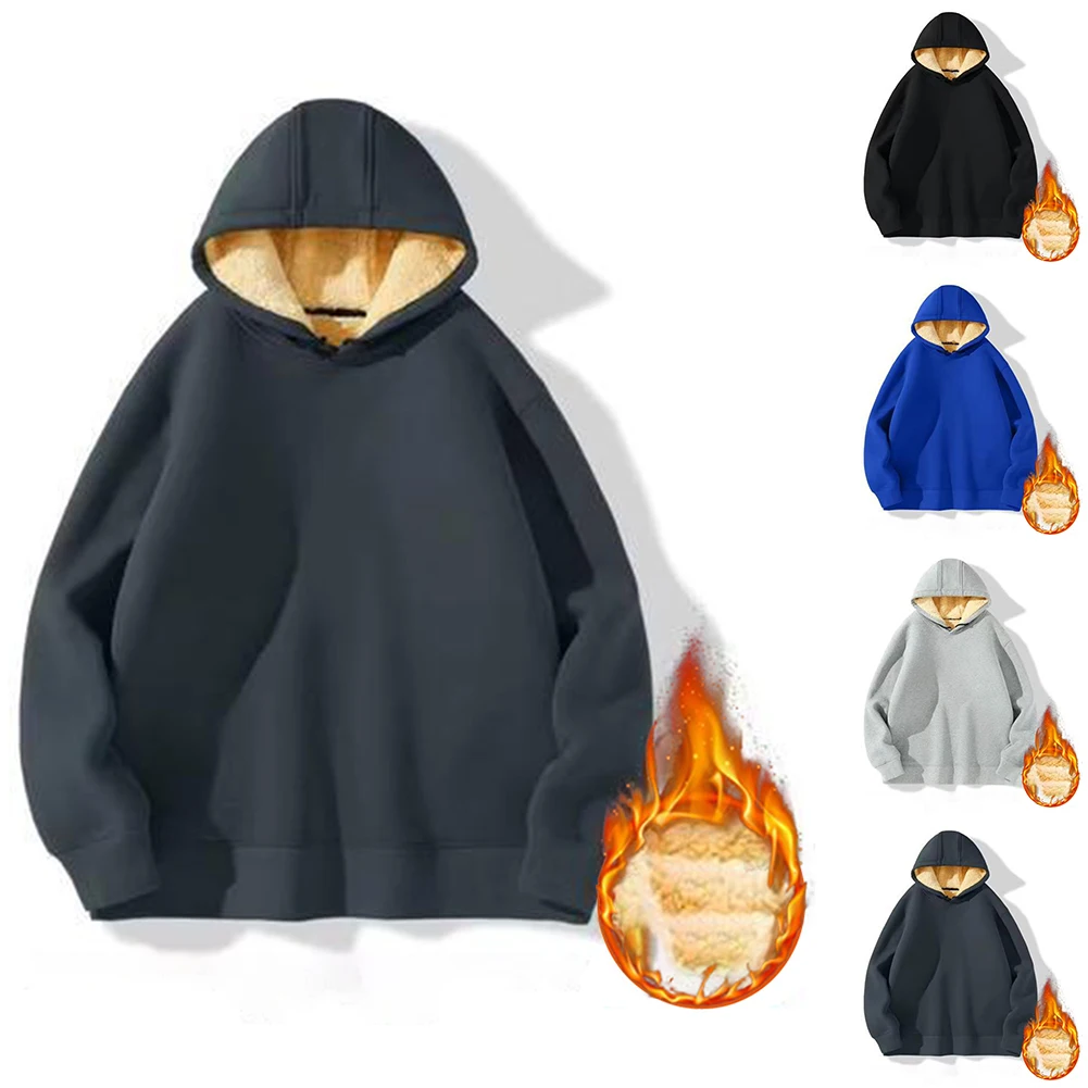 

Men Fleece Warm Hoodies T-Shirt Long Sleeve Hoodie Sweatshirt Hooded Coat Casual Comfortable Breathable Jacket Sport Gym Outwear