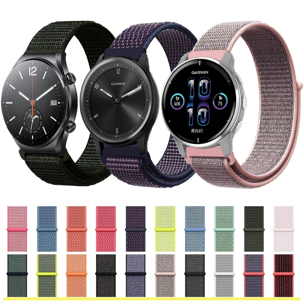 

Woven Nylon Wrist Strap For Garmin Vivomove Sport Venu 2 Plus Bracelet For Vivo WATCH 2 Xiaomi S1 TicWatch GTK GTA Watchband New