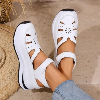 Women's Shoes 2025 Hot Sale Closed Toe Women's Sandals Casual Rome Sandals Women Hollow Platform Wedges Plus Size Shoes Female 1