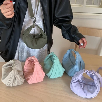 Borsa piccola per gnocchi da donna Borse a tracolla Hobos in nylon tinta unita Design semplice Borsa a tracolla con pochette con gancio femminile