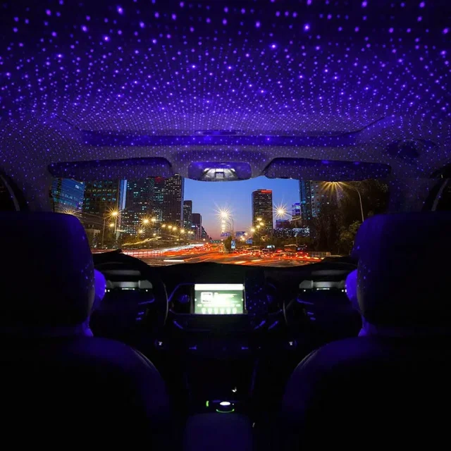 1pcs Mini LED Car Roof Star Night Light Projector Atmosphere Galaxy Light USB Decoration Car Accessories Decor Interior 2
