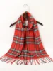 2024 New Red Plaid Cashmere Scarf Shawl Woman Winter Scarf Joyful Pashmina Neckscarf Keep Warm Blanket Soft Thick Head Scarf 1