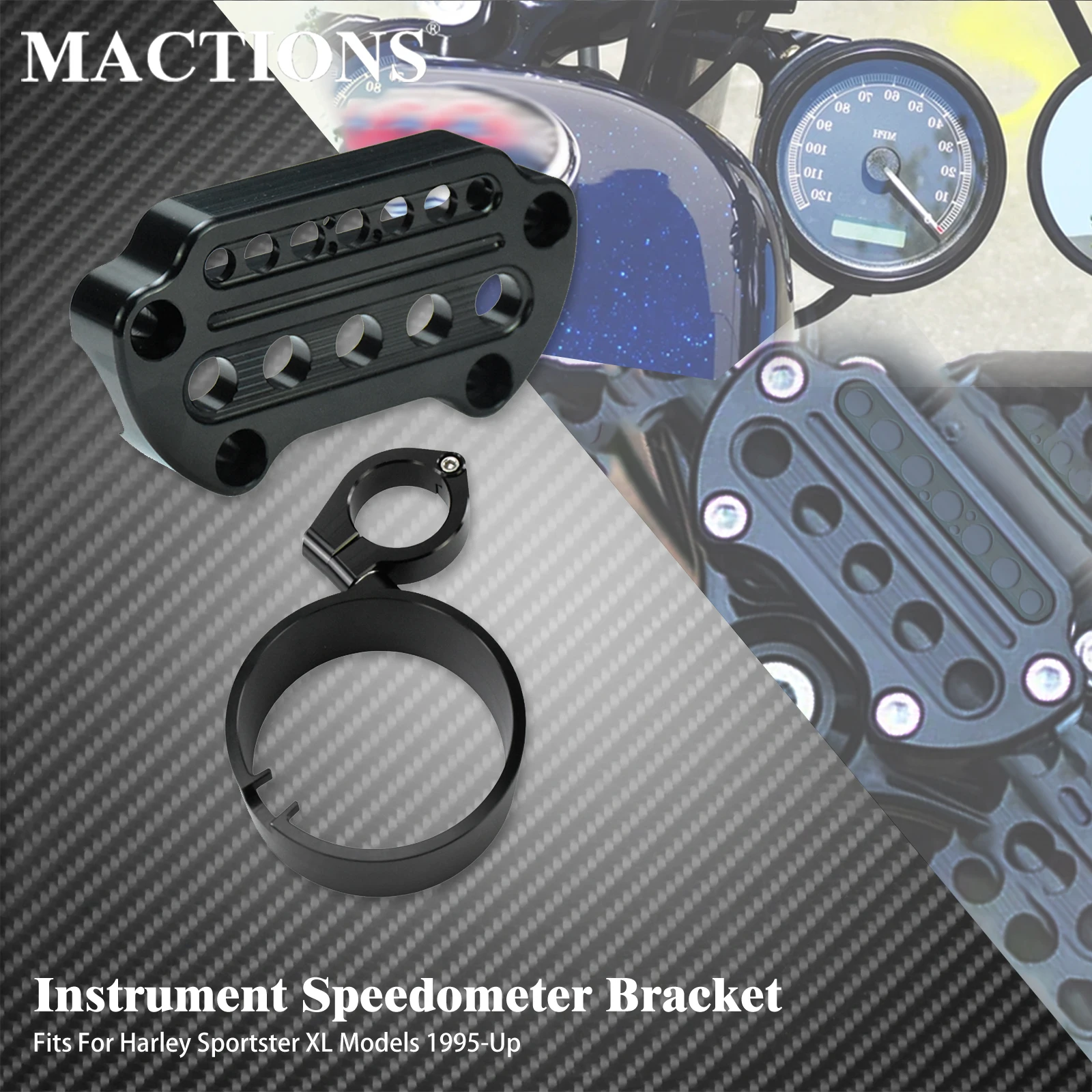 

Motorcycle Speedometer Relocator Bracket Ring+Indicator Light Handlebar Top Bar Riser Clamp Mount For Harley Sportster Dyna XL