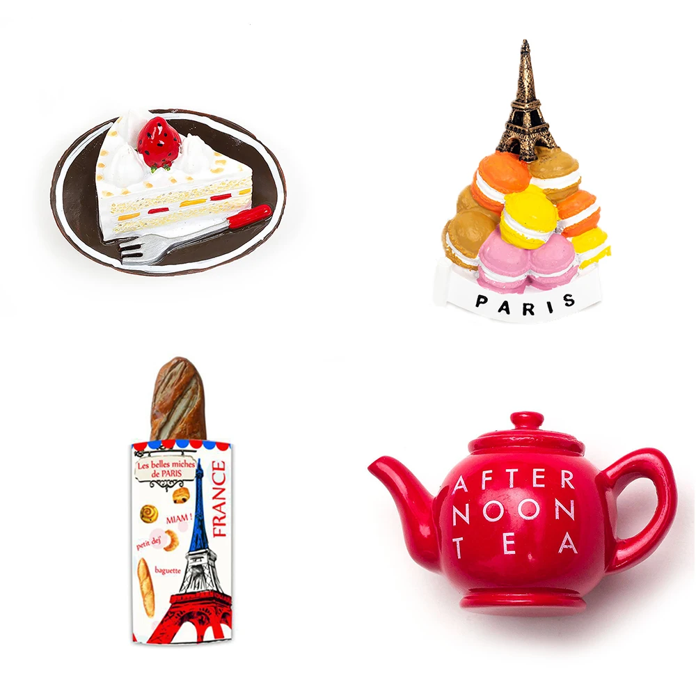 Creative Cartoon Afternoon Tea Food Resin Three-Dimensional Design Refrigerator Stickers Magnetic Message_voghion.com