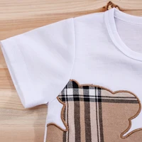 2 pièces IURNXB bébé vêtements ensemble infantile à manches courtes t-shirts + Shorts dessin animé à carreaux ours imprimé mignon enfants hauts pantalons costumes décontractés 3-24M 4