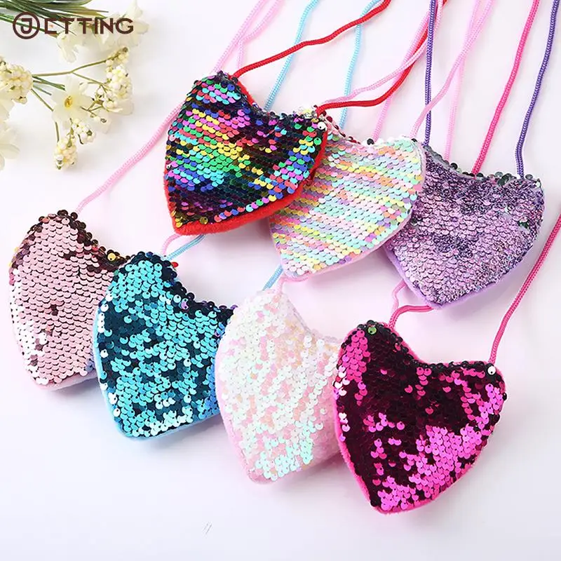 

Creative Heart Children's Sequin Coin Purse Little Girl Messenger Love Bag Girl Shoulder Bag Kindergarten Children's Coin Purse