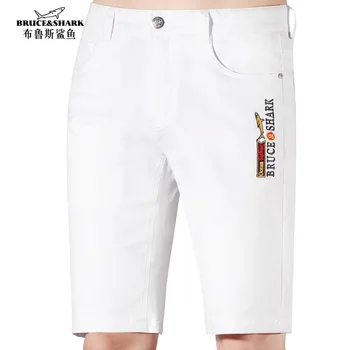 Bruce&Shark Pantaloncini bianchi casual estivi Jeans da uomo Sottili elasticizzati Ammorbidire cotone sciolto Denim Mezzi pantaloncini Jeans per uomo Taglia grande 42 1