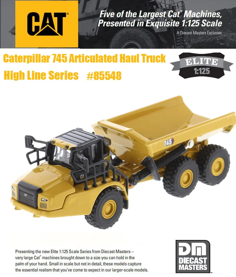 NEW DM Caterrpillar 1/125 Scale CAT 745 Articulated Haul Truck By Diecast Masters For Collection gift 85548