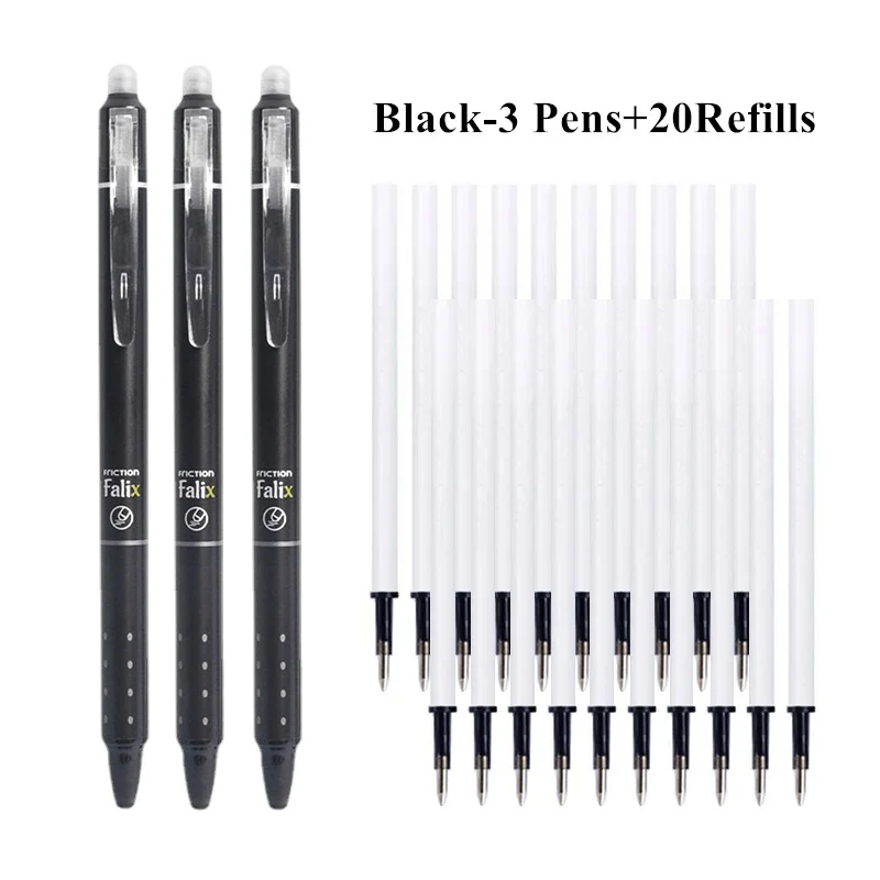 0.5mm Retractable Erasable Gel Pens Set with Refills Black Blue Gel Ink Built-in Eraser Office Supplies Exam Stationery Kit images - 6