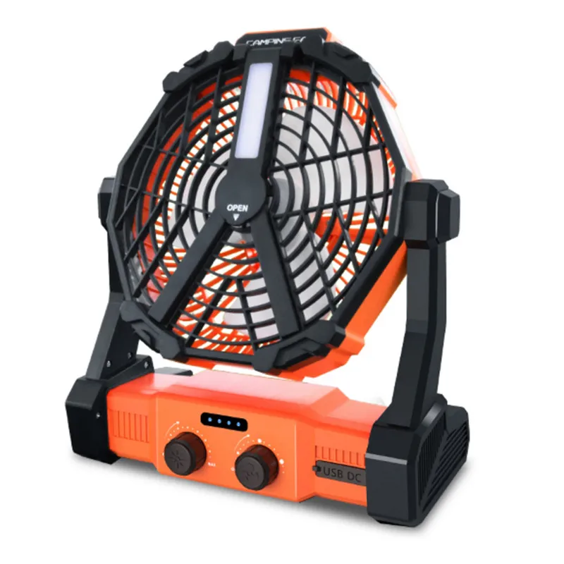 

Outdoor Camping Fan Rechargeable USB Fan Dormitory Portable Shake Head Desktop Mute Wind Long Battery Life Orange And Green