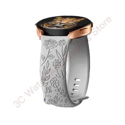 Rose Engraved Silicone Band - Cute Strap, Available in 18mm, 20mm, and 22mm Sizes - 18mm (Grey)