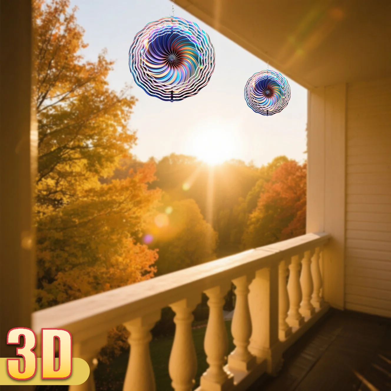 3D 홀로그램 가리비 모양 회전 장식품 25.5cm 양면 걸이식 장식품 크리스마스 정원 장