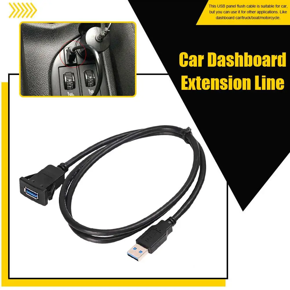 

1m/3.3ft Single Port USB 3.0 A Male to USB3.0 A Female M/F Car Dashboard Flush Mount Extension Cable For Auto Truck Boat L2F4