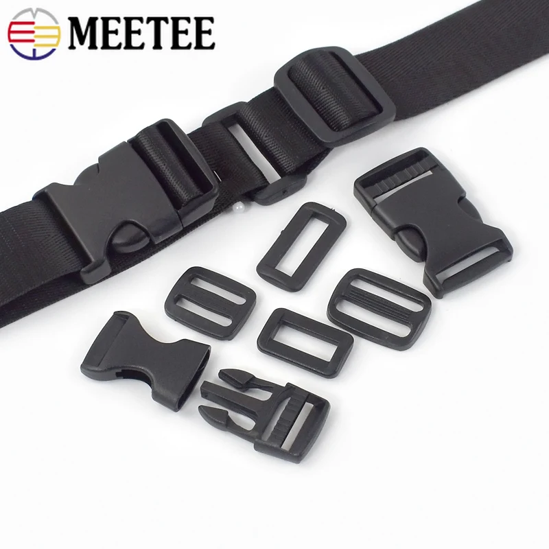 10Pcs 15-50mm Black Plastic Release Buckle Backpack Strap Belt Tri