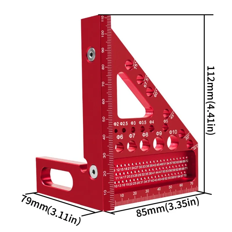 High-Precision Aluminum Alloy Woodworking Square With Dowel Pins Multi-Angle Scriber & Miter Ruler For Carpenters And Engineers 2