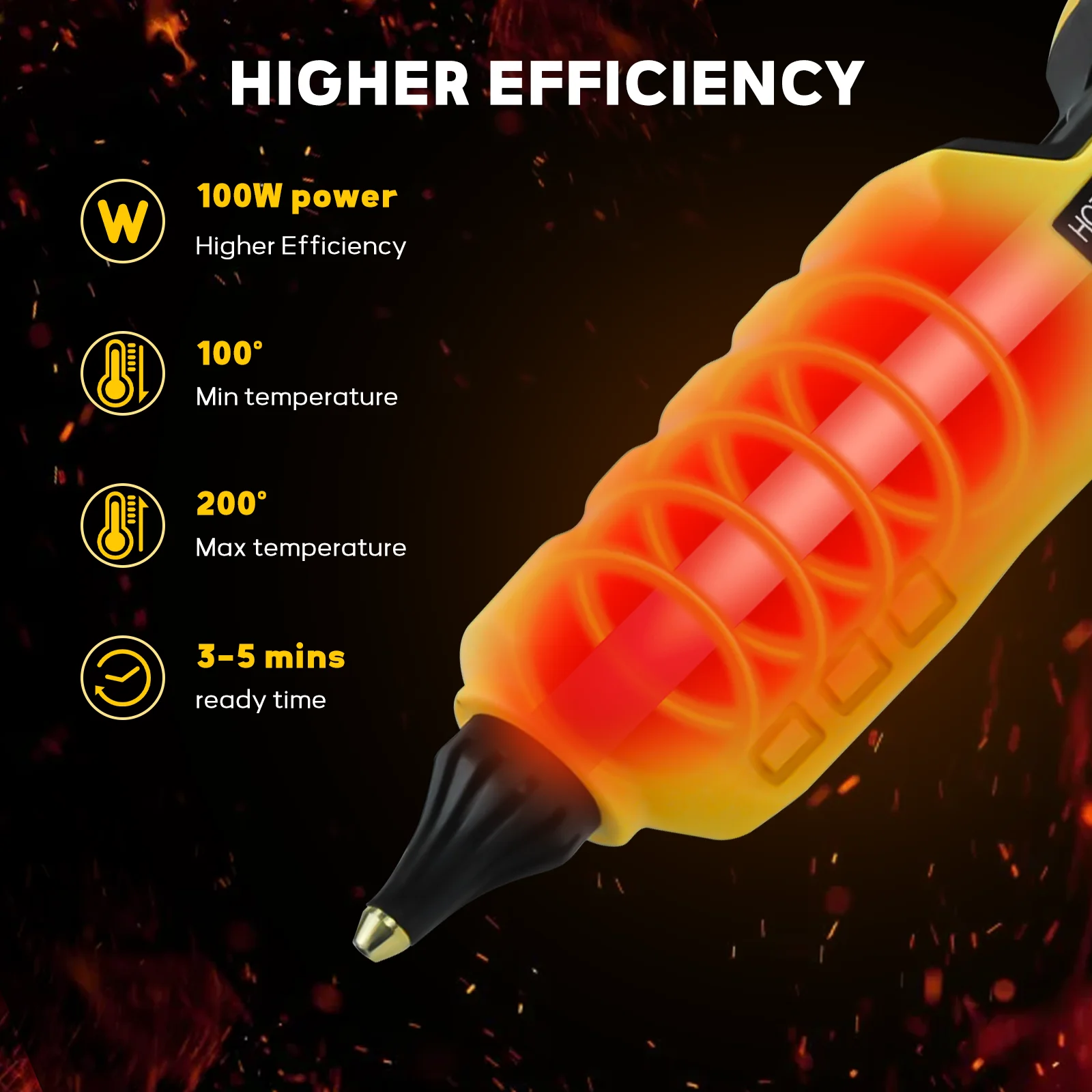 Hot Melt Glue Gun 100W LCD Digital Display Dual Power Supply with 10pcs 11mm Sticks For Dewalt 20V Battery (No Battery)