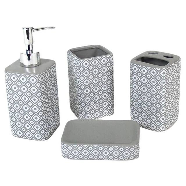 Set De Baño 4 Piezas Ceramica Geometry Accesorios De Sobreponer Lavabo Wc,  Dispensador De Jabón, Vaso, Jabonera Y Portacepillos - Bathroom Accessories  Sets - AliExpress